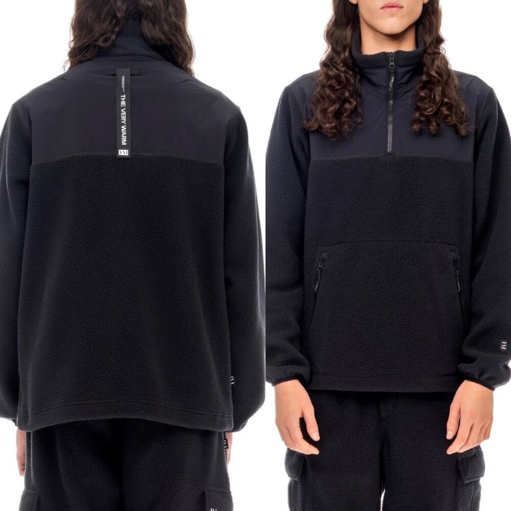 The Very Warm $225 Polartec Polar Fleece 1/4 Zip Pullover Jacket Black Small NEW
